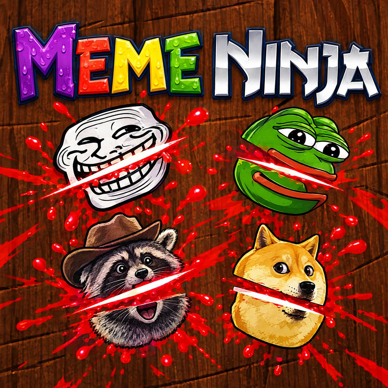 Meme Ninja artwork with Troll, Pepe, Jimothy the raccoon, and Doge